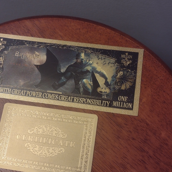 BATMAN THE DARK KNIGHT 24k GOLD NOVELTY NOTE w/GOLD CERTIFICATE OF AUTHENTICITY - Picture 8 of 15